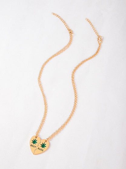 Leaves Best Friend Heart Pendant Necklace