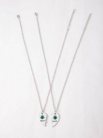 Leaves Best Friend Heart Pendant Necklace