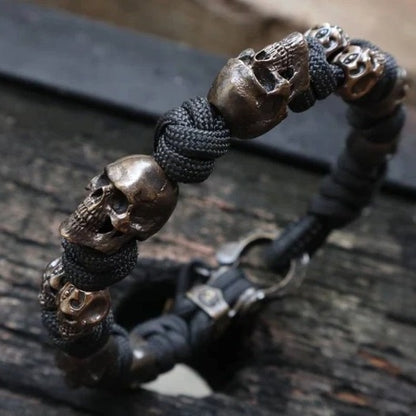 Halloween Jewelry Skull Premium Paracord Bracelet Stylish Skull Premium Paracord Bracelet Men's Handmade Punk Hiphop Woven Bracelet Creative