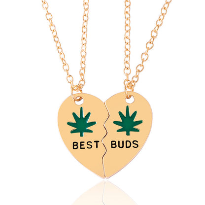 Leaves Best Friend Heart Pendant Necklace