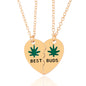 Leaves Best Friend Heart Pendant Necklace