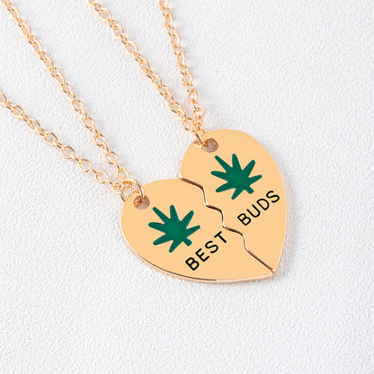 Leaves Best Friend Heart Pendant Necklace