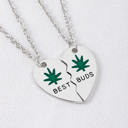 Leaves Best Friend Heart Pendant Necklace